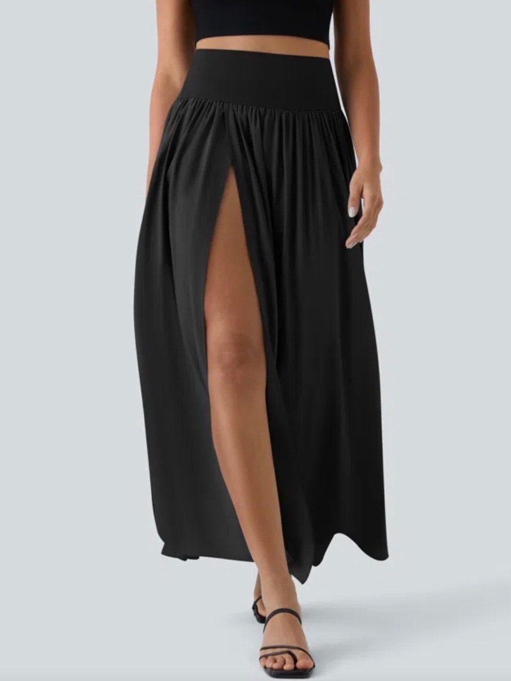 Halara Breezeful 2-in-1 Flowy Maxi Skirt Black M Regular NWT